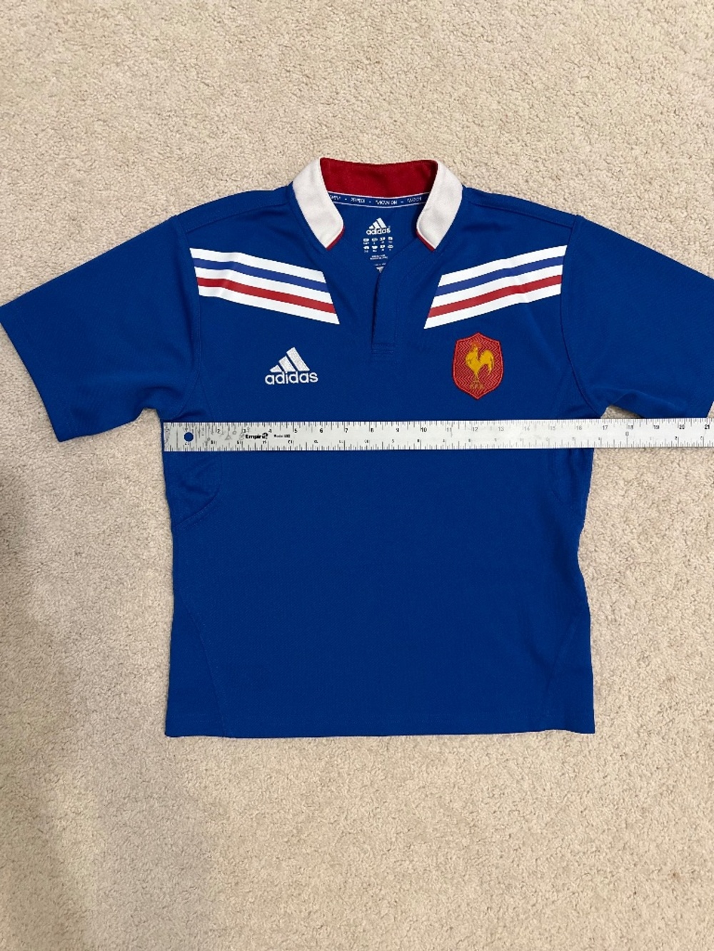 Vintage Adidas France FFR Rugby Jersey Youth Small Y2K Blockcore